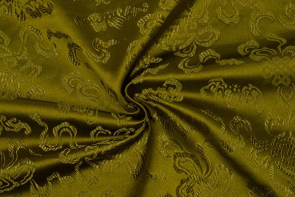 Látka brokát Qing, olivově zelený