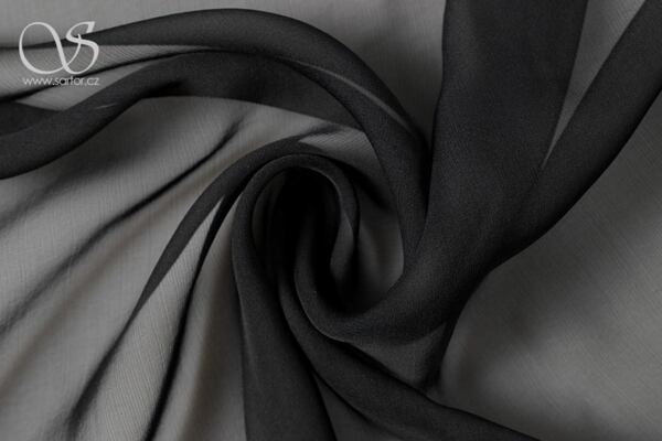 Černá látka šifon hedvábí metráž