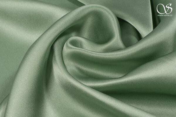 Zelená látka satén hedvábí metráž