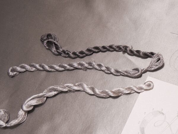 Vyšívací hedvábí - přadénko vyšívacího hedvábí, příprava na vyšívání