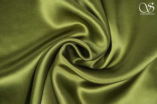 Zelená látka satén hedvábí metráž