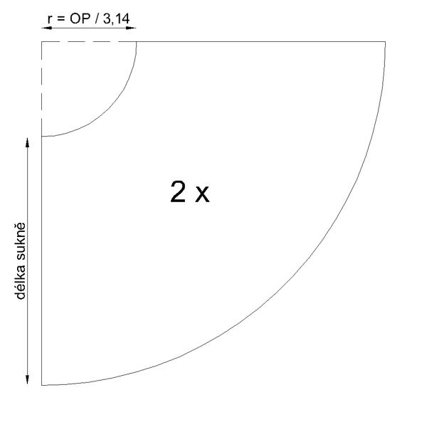 Střih na půlkolovou sukni (článek „Kolová sukně – střih a polohování“)