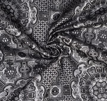 Brokát Ming, černo-stříbrný