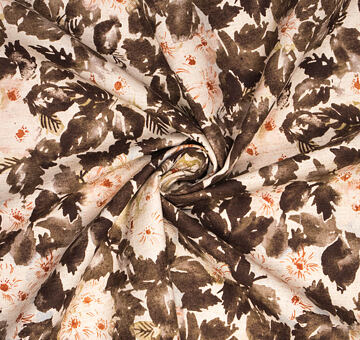 Japońska tkanina KOKKA "Naturalny ogród", brązowa
