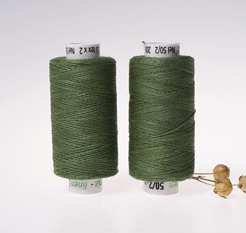 Lněná nit střední, 33 x 2, 200m, tmavě zelená