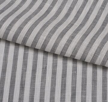 Lněné plátno,lehké, proužkované, šedo-bílé