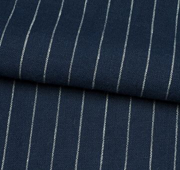 Lněné plátno, proužkované, tmavě modro-bílé