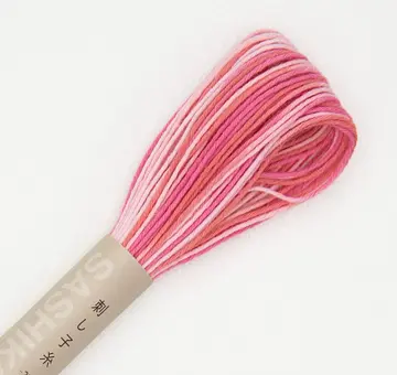 Vyšívací příze na sashiko Olympus 20m, růžová duha 53