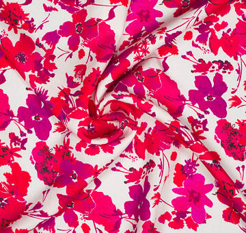 Popelín šatovka, 100% lyocell, červený květinový vzor