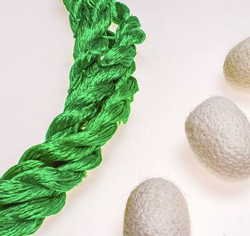 Przędza do haftu, 100% jedwab, zielony 1-3