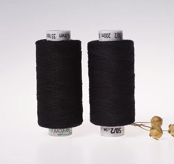 Lněná nit střední, 33 x 2, 200m, černá