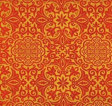 Brokát Alhambra, červeno-žlutý