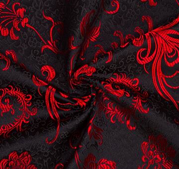 Brokát paví pera, červeno-černý, 1.25m