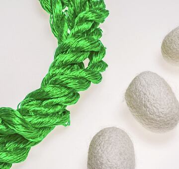 Przędza do haftu, 100% jedwab, zielony 1-4