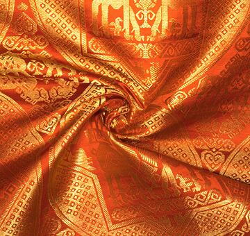 Jedwabny brokat z wielbłądami i blejtramami, ręcznie tkany, cegła, 1,8 m