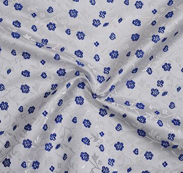 Brokát květiny, bílo-modrý