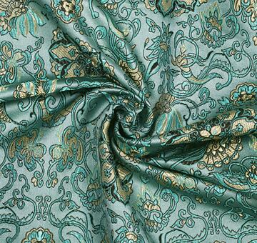 Brokat chryzantemowy, złoty turkus