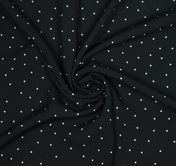 Autorská látka PUNTÍKY, viskóza EcoVero, černo-bílá