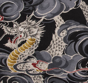 Kokka bavlněné plátno – Dragon, černý