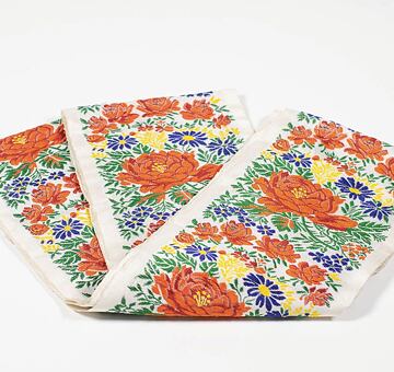 Hedvábná brokátová stuha s květinovým vzorem