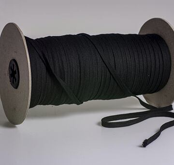 Bavlněná šňůra plochá, černá