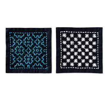 Sashiko startovací sada 10 x 10 cm IGETA a KOMEZASHI, indigo