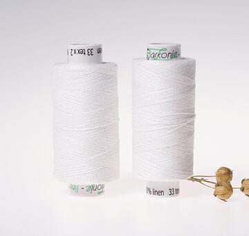Lněná nit střední, 33 x 2, 200m, čistě bílá