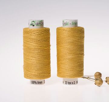 Lněná nit střední, 33 x 2, 200m, šafránová