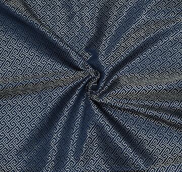 Brokát geometrický, stříbrno-modrý