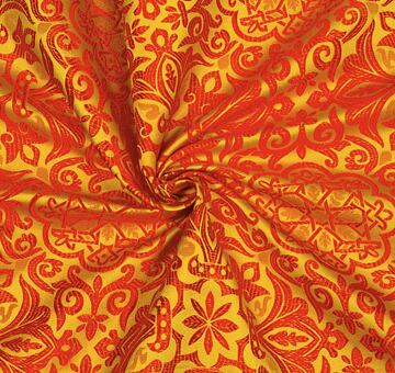 Brokat Alhambra, czerwony i żółty