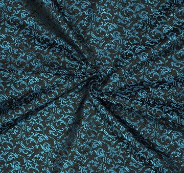 Brokát ornamenty, tyrkysovo-černý