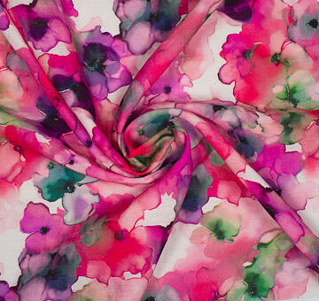 Lehký popelín šatovka, směs viskózy, nylonu a lnu, růžový květinový vzor