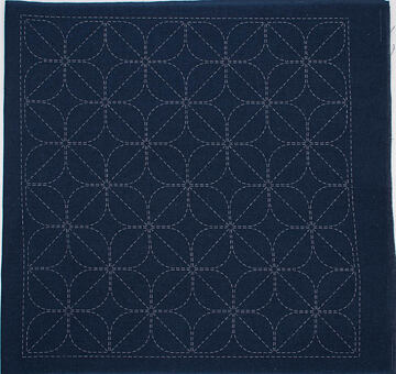 Hana-Fukin sashiko utěrka 33 × 33 cm "kamon", indigo