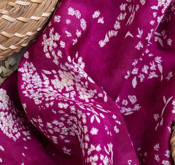 Nani IRO japońska bawełna organiczna "Lei nani", podwójna gaza, magenta, 0,65 m