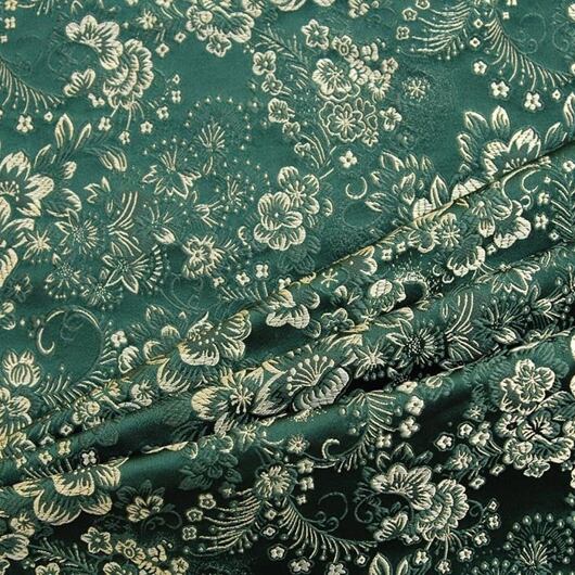 Brokát květina, tm. zeleno-zlatý