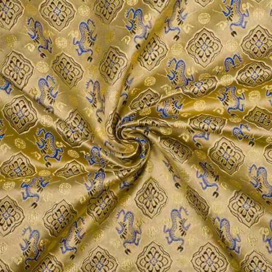 Látka brokát s dráčky, béžový