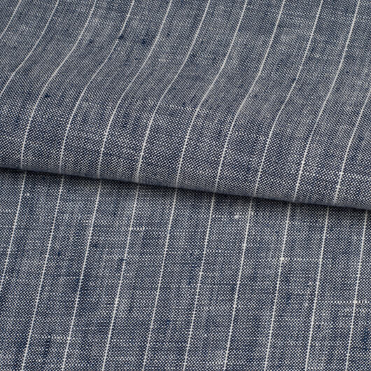 Lněné plátno pruhované, šedé