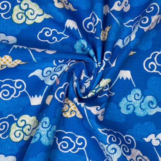 Japońska tkanina bawełniana FUJI, niebieska