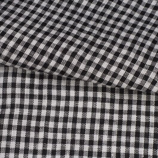 Lněné plátno, lehké, kostkované, černo-bílé