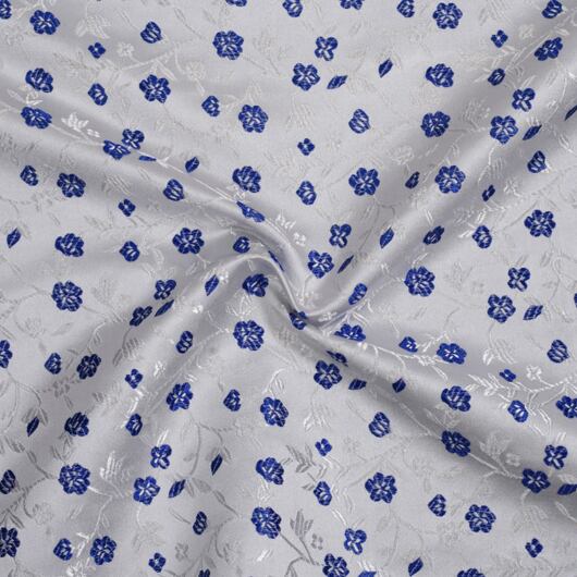 Brokát květiny, modro-stříbrný