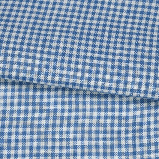 Lněné plátno, lehké, kostkované, modro-bílé