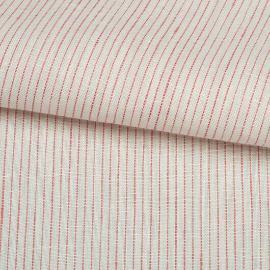 Lněné plátno, lehké, proužkované, červeno-bílé