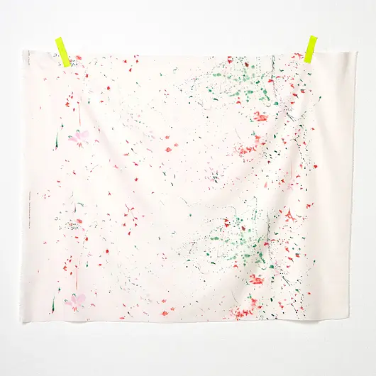 Japonská hedvábná látka FLOWERS BLOOM, bílá