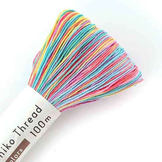 Vyšívací příze na sashiko Olympus 100m, duhová 306
