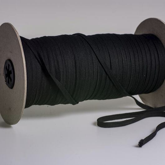 Bavlněná plochá šňůra, černá