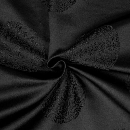 Látka brokát medailon, černá