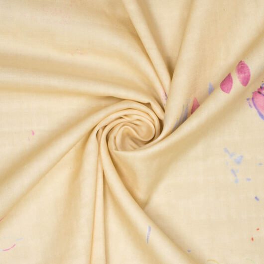 Japońska bawełna organiczna nani IRO Hana no toki niwa, podwójna gaza, beżowa