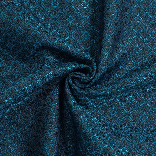 Brokát šlechtický, černo-tyrkysový