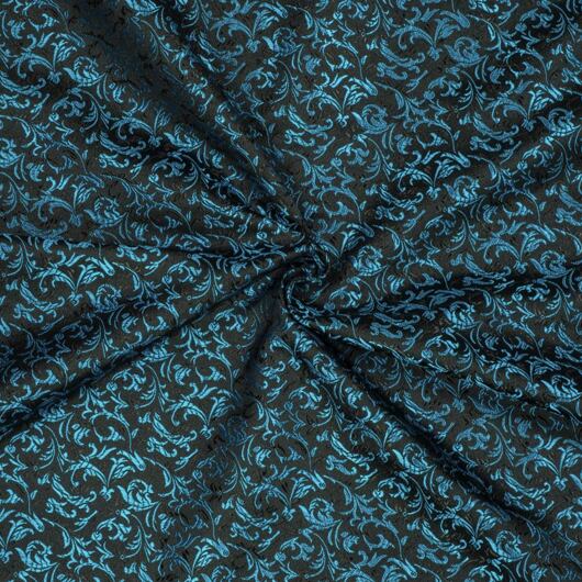 Brokát ornamenty, tyrkysovo-černý