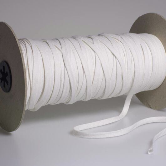 Bavlněná plochá šňůra, bílá